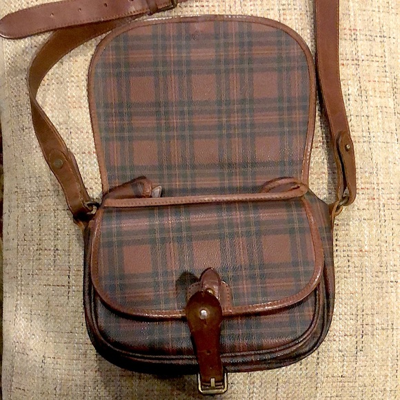 KRALPH LAUREN Tartan Plaid Multi Pocket Saddle Messenger Camp School Bag - Picture 6 of 17